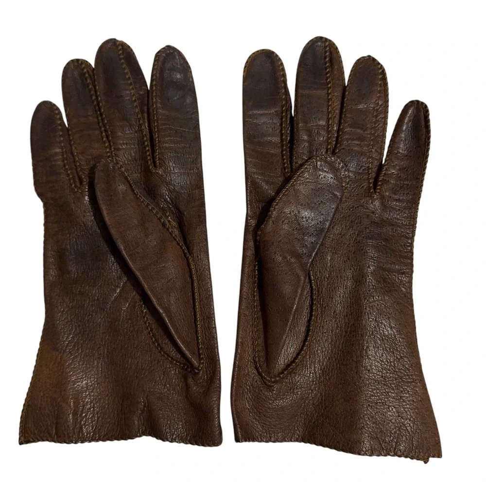 Vintage Brown Deerskin Gloves Womens Size 7 Unlined Very Soft Gift